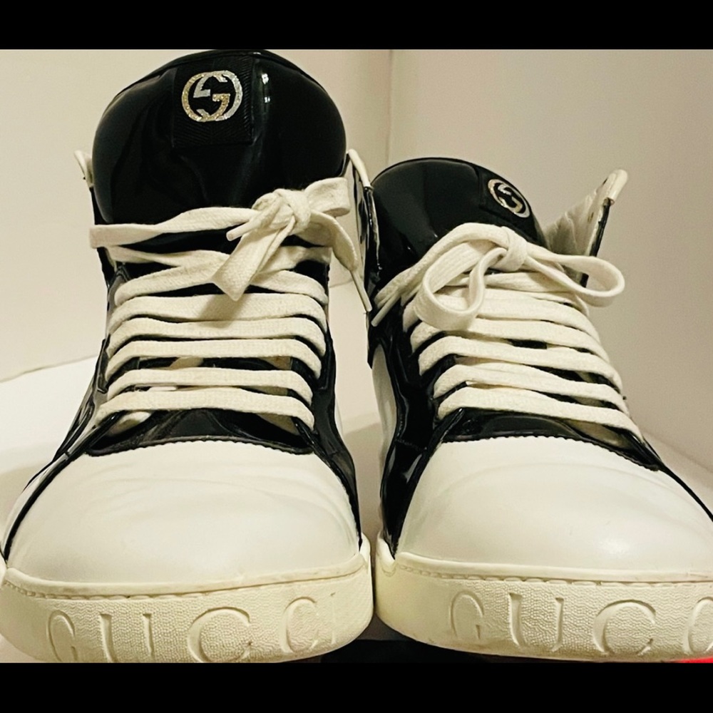 GUCCI BLACK AND WHITE HIGH TOPS